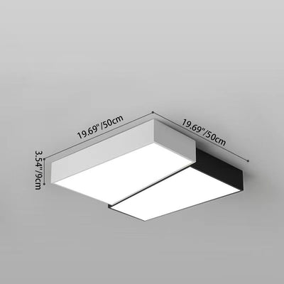 Plafonnier LED en acrylique à montage affleurant carré rond géométrique minimaliste moderne pour chambre 