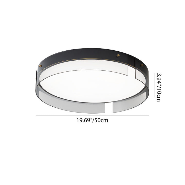 Moderne minimalistische Streifen Runde Eisen Kupfer Glas Acryl LED Unterputz Deckenleuchte für Wohnzimmer 