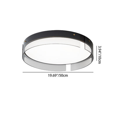 Lustre Plafonnier LED Minimaliste Moderne à Rayures Rondes en Fer Cuivre Verre Acrylique pour Salon 