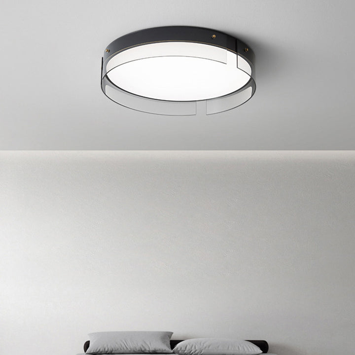 Moderne minimalistische Streifen Runde Eisen Kupfer Glas Acryl LED Unterputz Deckenleuchte für Wohnzimmer 