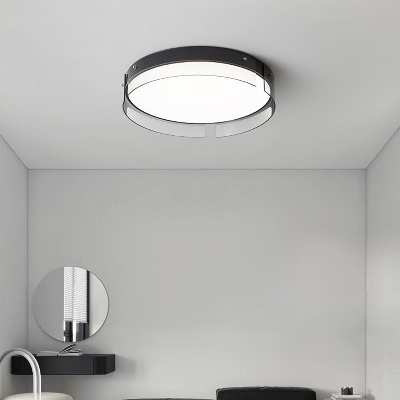 Lustre Plafonnier LED Minimaliste Moderne à Rayures Rondes en Fer Cuivre Verre Acrylique pour Salon 