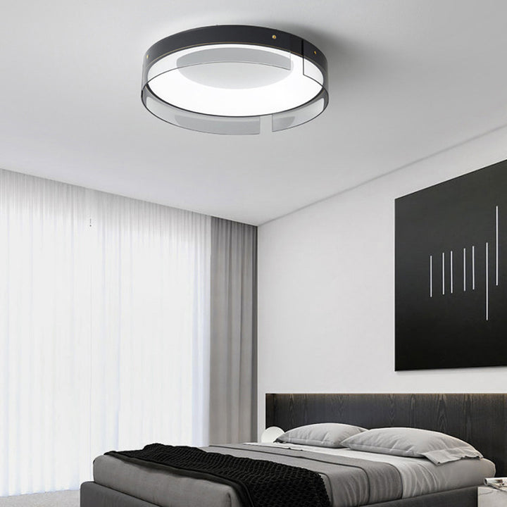 Moderne minimalistische Streifen Runde Eisen Kupfer Glas Acryl LED Unterputz Deckenleuchte für Wohnzimmer 