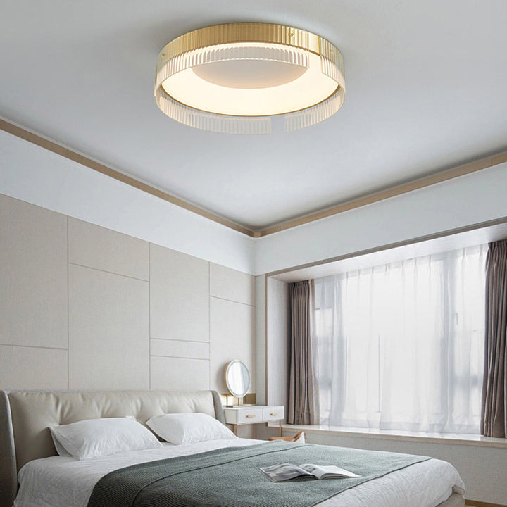 Moderne minimalistische Streifen Runde Eisen Kupfer Glas Acryl LED Unterputz Deckenleuchte für Wohnzimmer 