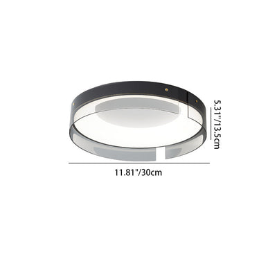 Lustre Plafonnier LED Minimaliste Moderne à Rayures Rondes en Fer Cuivre Verre Acrylique pour Salon 