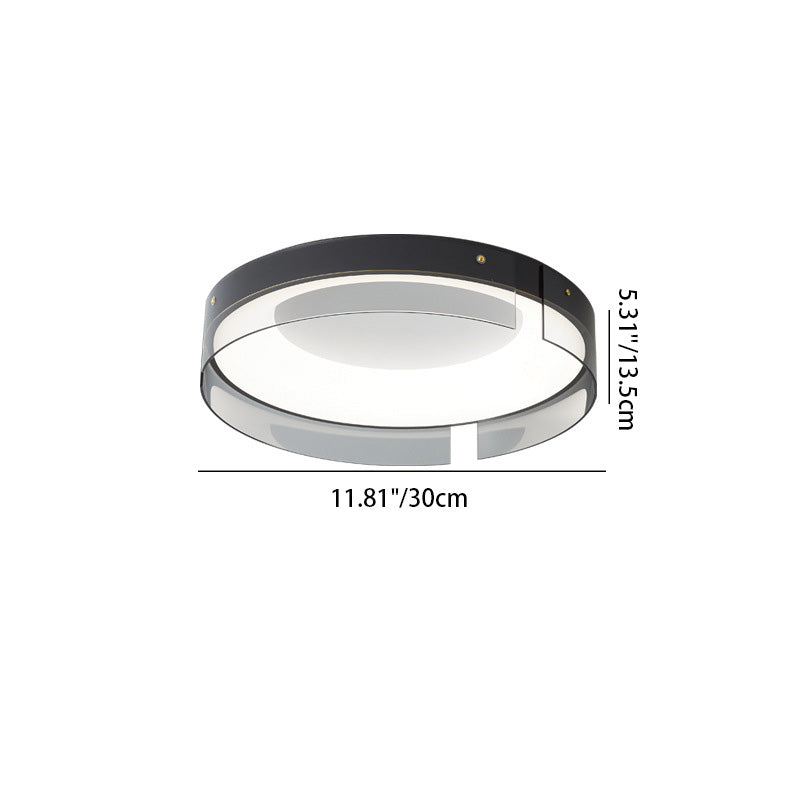 Lustre Plafonnier LED Minimaliste Moderne à Rayures Rondes en Fer Cuivre Verre Acrylique pour Salon 