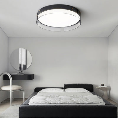 Lustre Plafonnier LED Minimaliste Moderne à Rayures Rondes en Fer Cuivre Verre Acrylique pour Salon 