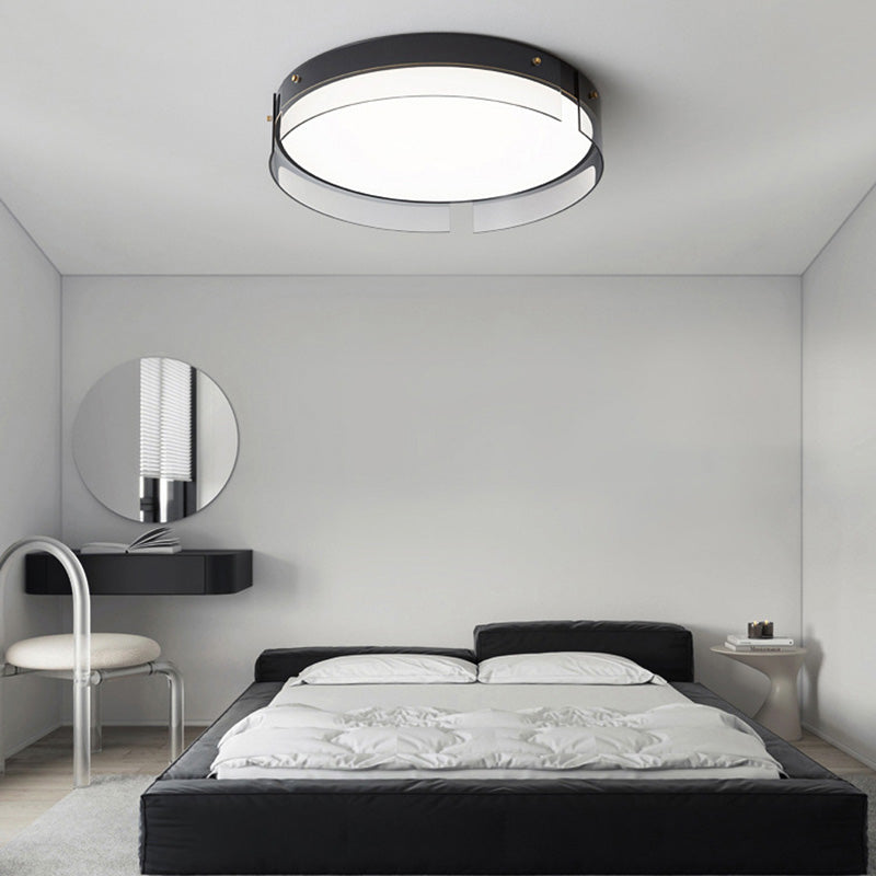Lustre Plafonnier LED Minimaliste Moderne à Rayures Rondes en Fer Cuivre Verre Acrylique pour Salon 