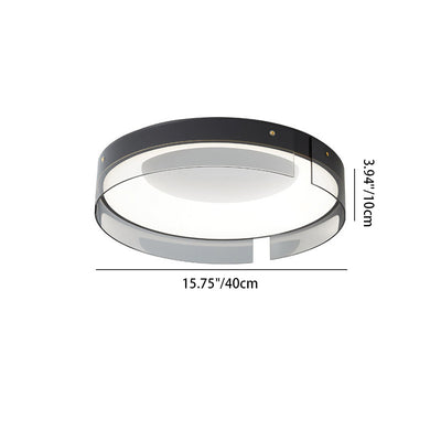 Lustre Plafonnier LED Minimaliste Moderne à Rayures Rondes en Fer Cuivre Verre Acrylique pour Salon 