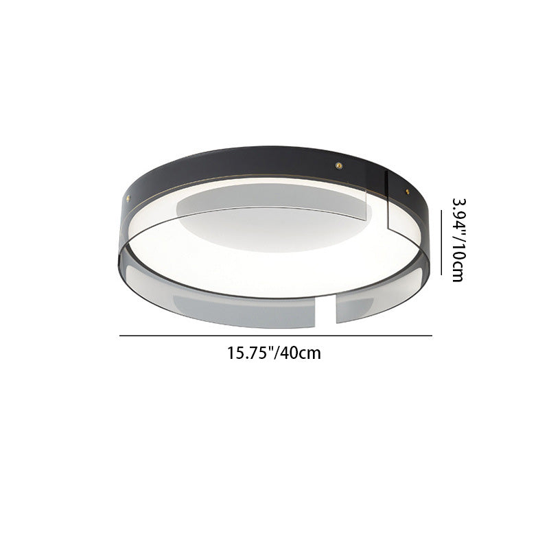 Lustre Plafonnier LED Minimaliste Moderne à Rayures Rondes en Fer Cuivre Verre Acrylique pour Salon 