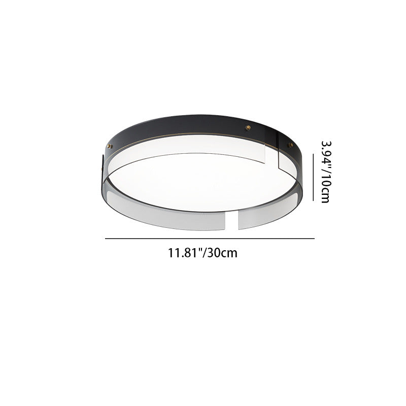 Lustre Plafonnier LED Minimaliste Moderne à Rayures Rondes en Fer Cuivre Verre Acrylique pour Salon 