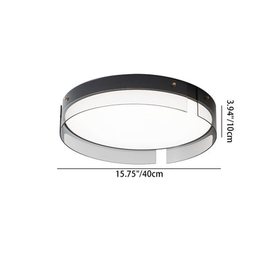Lustre Plafonnier LED Minimaliste Moderne à Rayures Rondes en Fer Cuivre Verre Acrylique pour Salon 
