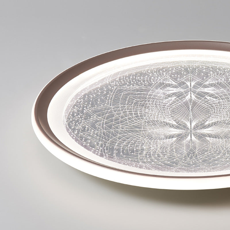 Plafonnier LED rond minimaliste moderne en aluminium et acrylique avec motif pissenlit pour salon 