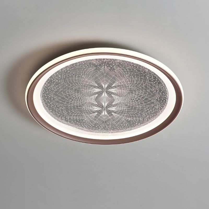 Plafonnier LED rond minimaliste moderne en aluminium et acrylique avec motif pissenlit pour salon 