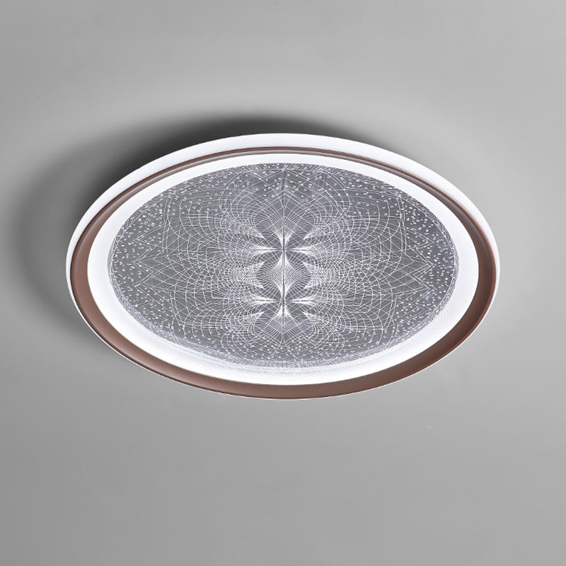 Plafonnier LED rond minimaliste moderne en aluminium et acrylique avec motif pissenlit pour salon 