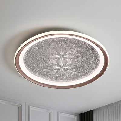 Plafonnier LED rond minimaliste moderne en aluminium et acrylique avec motif pissenlit pour salon 