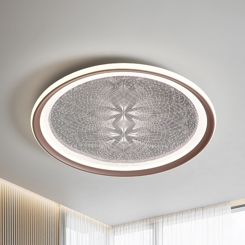 Plafonnier LED rond minimaliste moderne en aluminium et acrylique avec motif pissenlit pour salon 