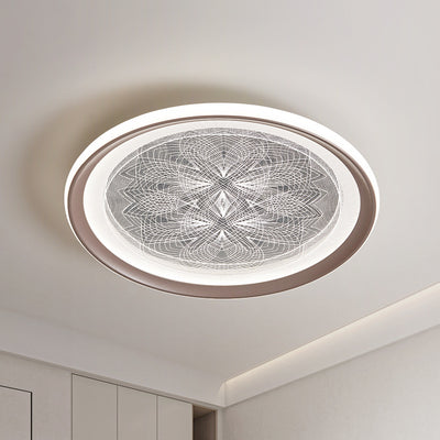 Plafonnier LED rond minimaliste moderne en aluminium et acrylique avec motif pissenlit pour salon 