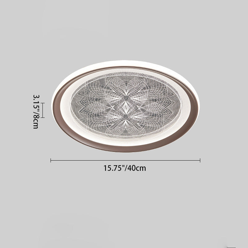 Plafonnier LED rond minimaliste moderne en aluminium et acrylique avec motif pissenlit pour salon 