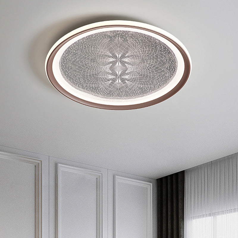 Plafonnier LED rond minimaliste moderne en aluminium et acrylique avec motif pissenlit pour salon 