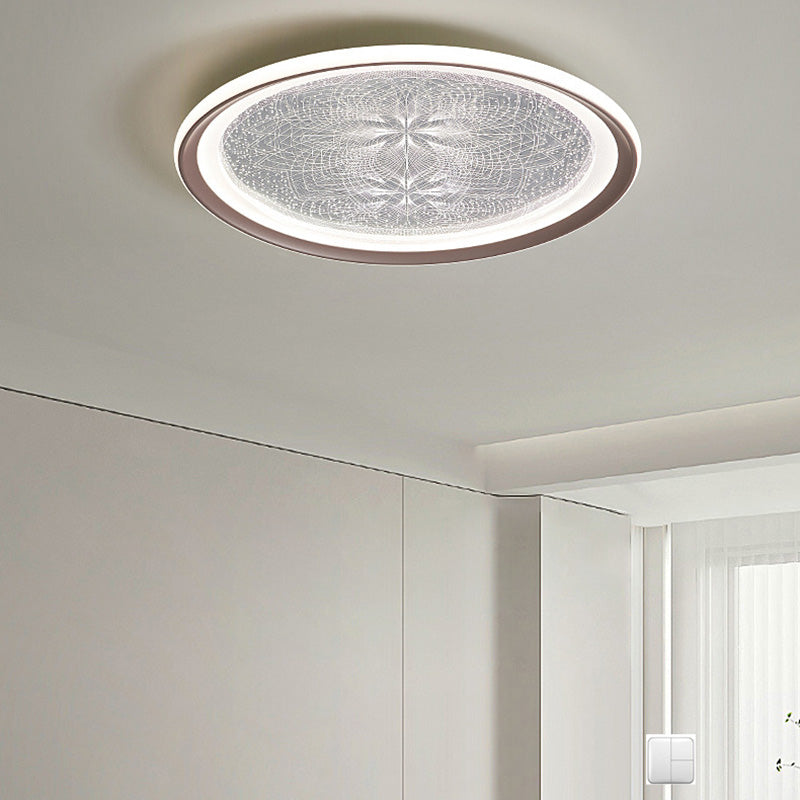 Plafonnier LED rond minimaliste moderne en aluminium et acrylique avec motif pissenlit pour salon 