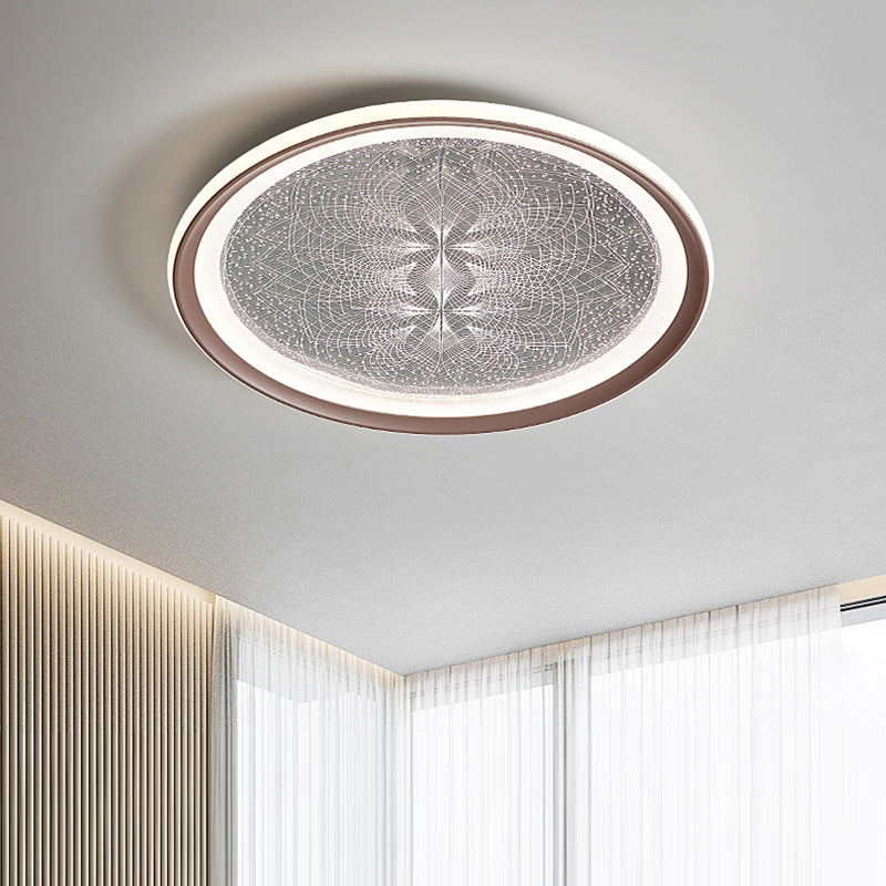 Plafonnier LED rond minimaliste moderne en aluminium et acrylique avec motif pissenlit pour salon 