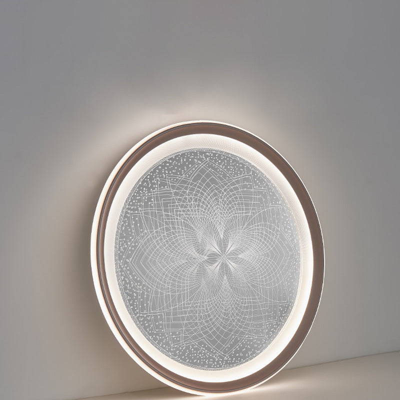 Plafonnier LED rond minimaliste moderne en aluminium et acrylique avec motif pissenlit pour salon 