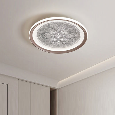 Plafonnier LED rond minimaliste moderne en aluminium et acrylique avec motif pissenlit pour salon 