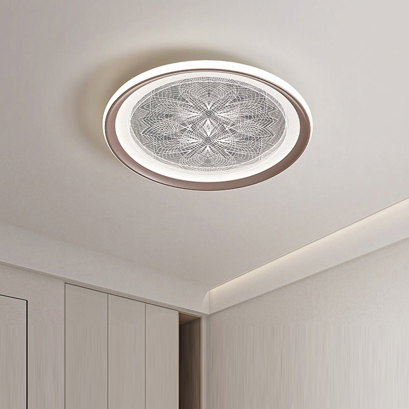 Plafonnier LED rond minimaliste moderne en aluminium et acrylique avec motif pissenlit pour salon 