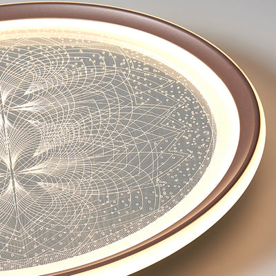 Plafonnier LED rond minimaliste moderne en aluminium et acrylique avec motif pissenlit pour salon 