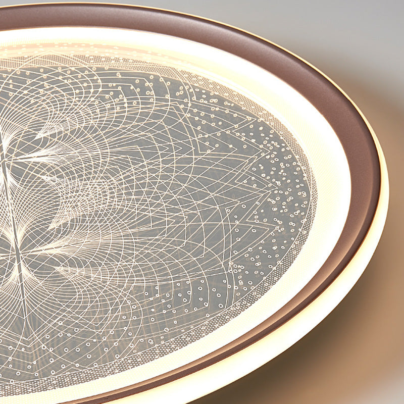Plafonnier LED rond minimaliste moderne en aluminium et acrylique avec motif pissenlit pour salon 