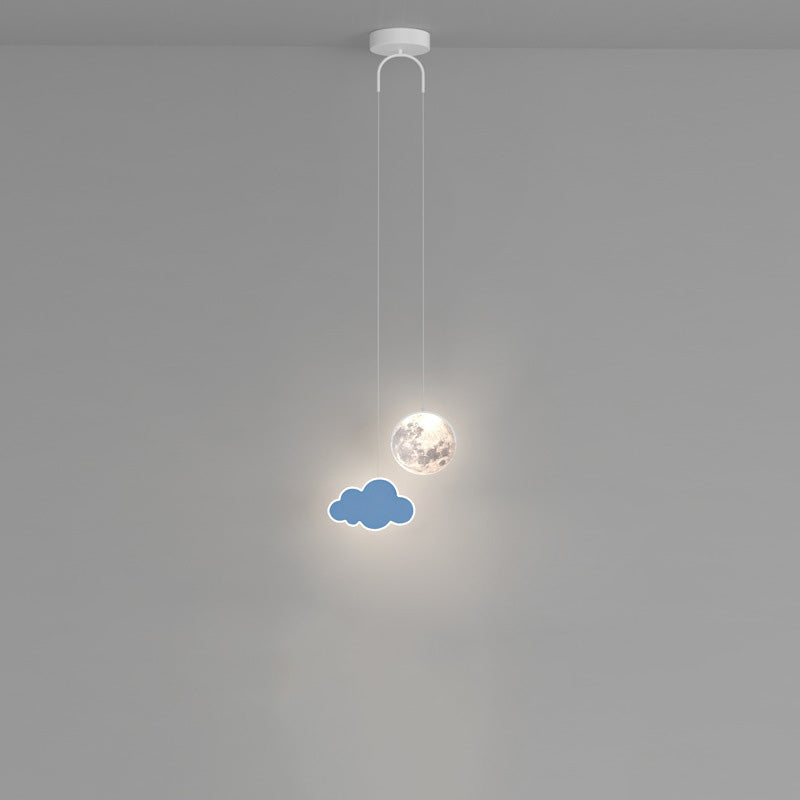 Lámpara de araña LED para niños con avión de acrílico creativo contemporáneo, nube, luna, para dormitorio 