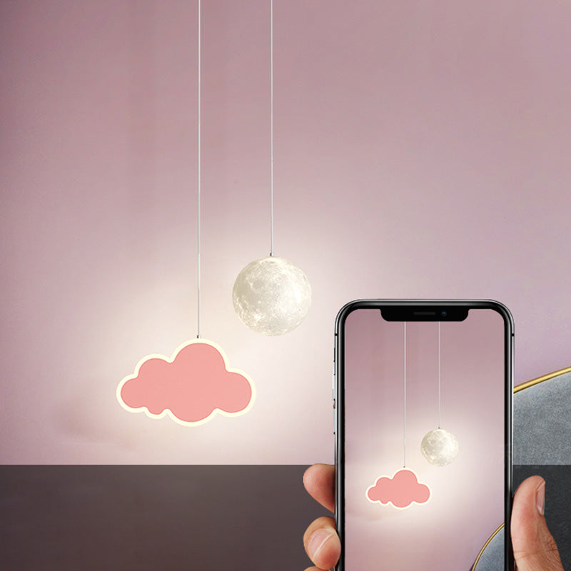 Lámpara de araña LED para niños con avión de acrílico creativo contemporáneo, nube, luna, para dormitorio 