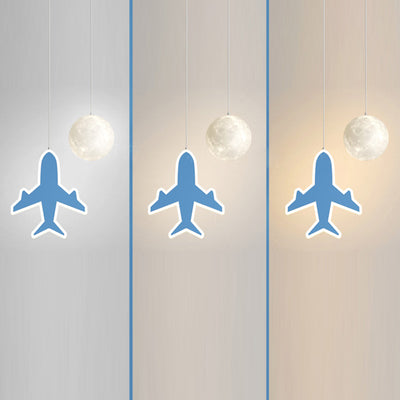 Lámpara de araña LED para niños con avión de acrílico creativo contemporáneo, nube, luna, para dormitorio 