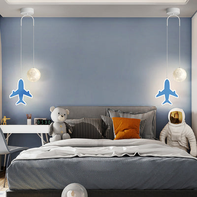 Lámpara de araña LED para niños con avión de acrílico creativo contemporáneo, nube, luna, para dormitorio 