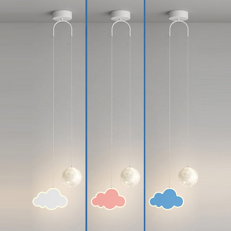 Lámpara de araña LED para niños con avión de acrílico creativo contemporáneo, nube, luna, para dormitorio 
