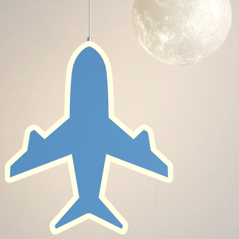 Lámpara de araña LED para niños con avión de acrílico creativo contemporáneo, nube, luna, para dormitorio 