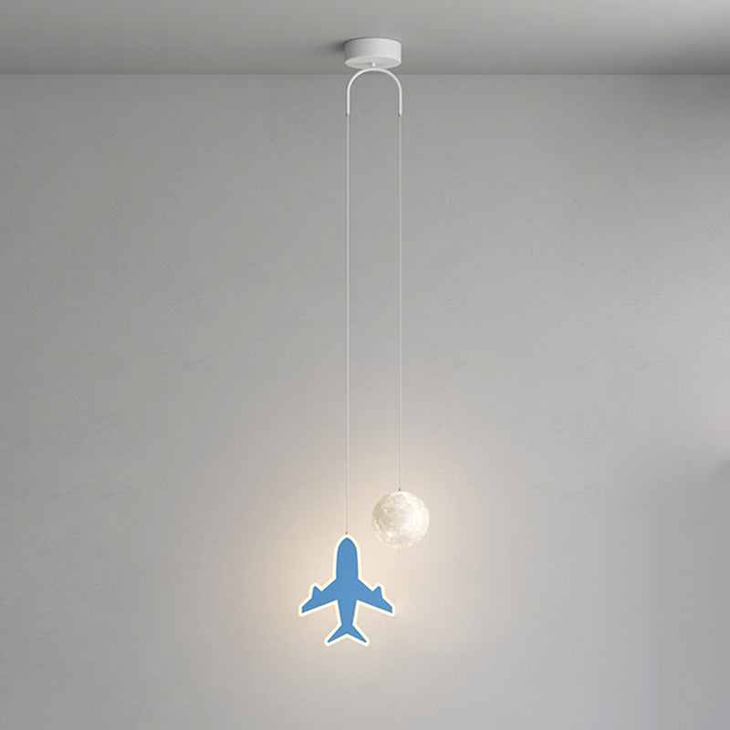 Lámpara de araña LED para niños con avión de acrílico creativo contemporáneo, nube, luna, para dormitorio 