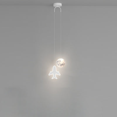 Lámpara de araña LED para niños con avión de acrílico creativo contemporáneo, nube, luna, para dormitorio 