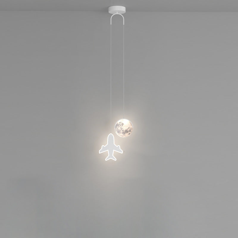 Lámpara de araña LED para niños con avión de acrílico creativo contemporáneo, nube, luna, para dormitorio 