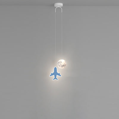 Lámpara de araña LED para niños con avión de acrílico creativo contemporáneo, nube, luna, para dormitorio 