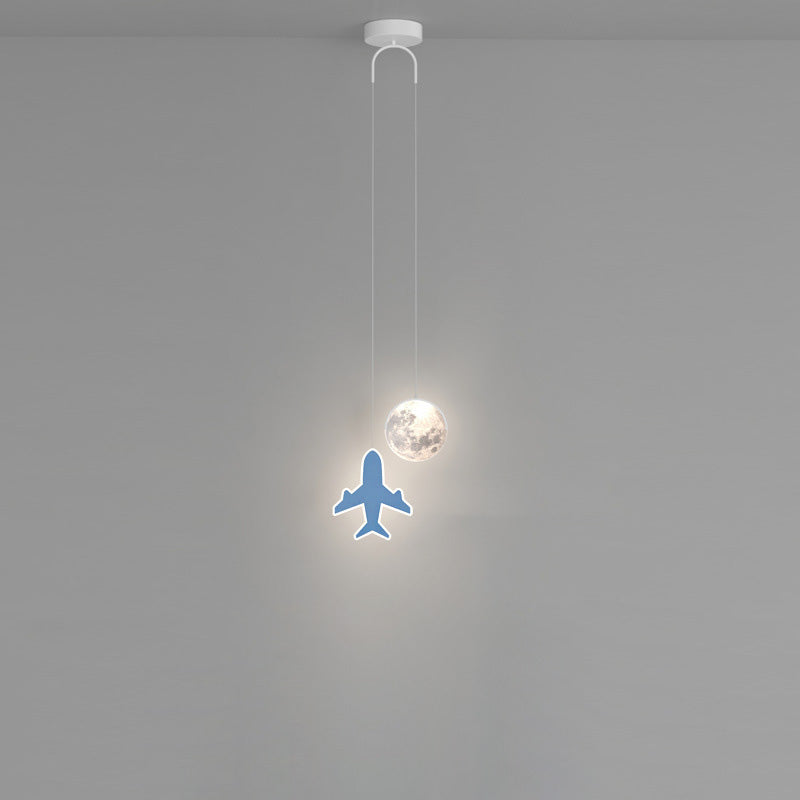 Lámpara de araña LED para niños con avión de acrílico creativo contemporáneo, nube, luna, para dormitorio 