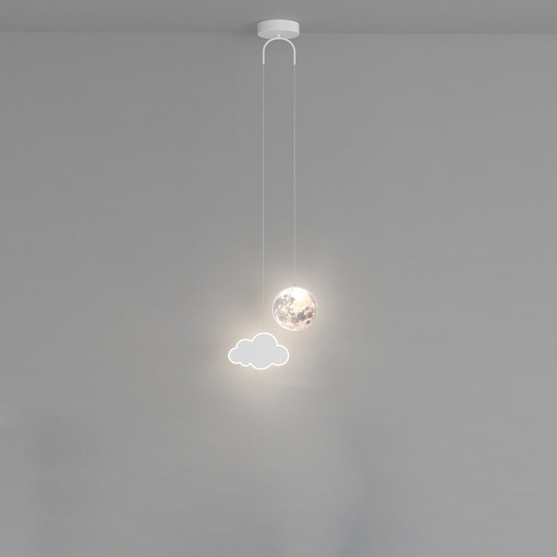 Lámpara de araña LED para niños con avión de acrílico creativo contemporáneo, nube, luna, para dormitorio 