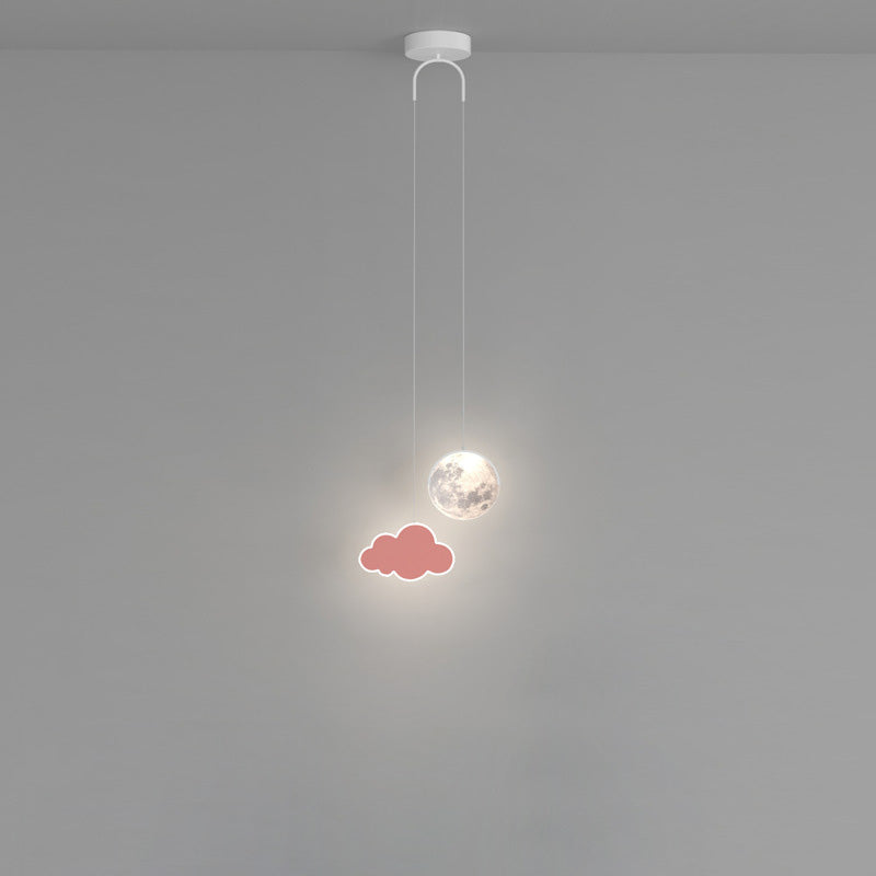 Lámpara de araña LED para niños con avión de acrílico creativo contemporáneo, nube, luna, para dormitorio 