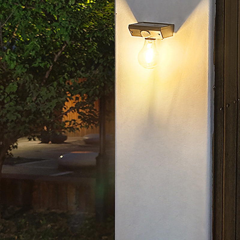 Moderno Minimalista Impermeable Sensor de Cuerpo Humano Lámpara de Aplique de Pared LED con Bombilla de Tungsteno ABS para Exterior 