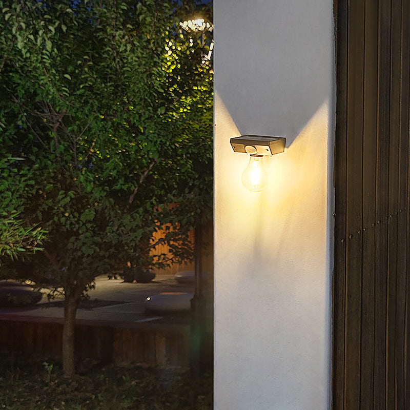 Moderno Minimalista Impermeable Sensor de Cuerpo Humano Lámpara de Aplique de Pared LED con Bombilla de Tungsteno ABS para Exterior 