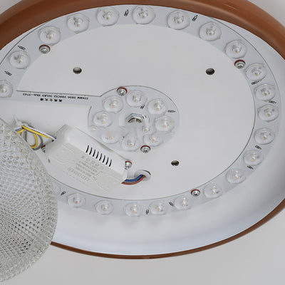 Plafonnier LED moderne minimaliste rond en verre crème cristal fer pour chambre à coucher 