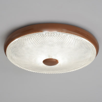 Plafonnier LED moderne minimaliste rond en verre crème cristal fer pour chambre à coucher 