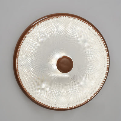 Plafonnier LED moderne minimaliste rond en verre crème cristal fer pour chambre à coucher 