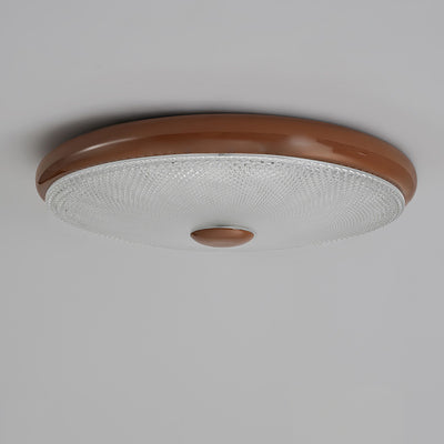 Plafonnier LED moderne minimaliste rond en verre crème cristal fer pour chambre à coucher 