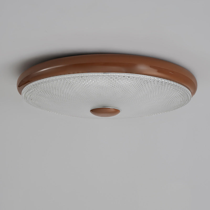 Plafonnier LED moderne minimaliste rond en verre crème cristal fer pour chambre à coucher 